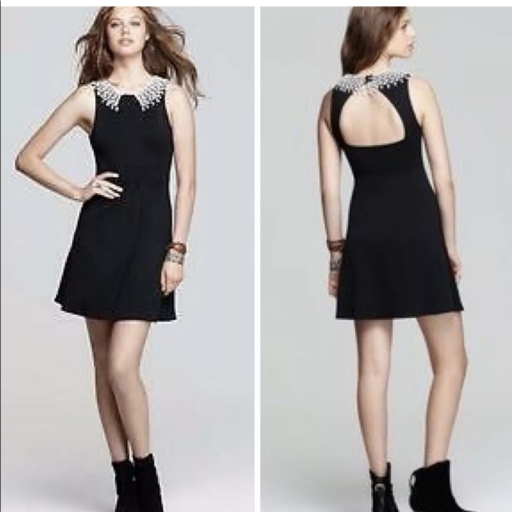 Free People Black Dress Lace Collar Size 0